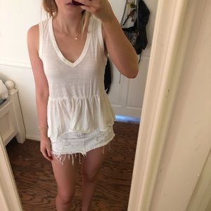 Truly Madly Deeply white ruffle tank top